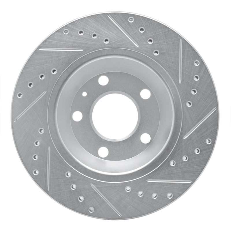 Audi S4 Brake Rotor (1) - Rear Left - R1 Concepts - Drilled & Slotted - Silver - `04-`09
